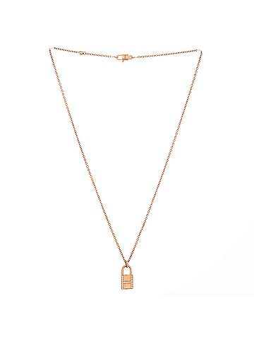 Hermès Amulettes Cadenas Pendant Necklace 18K Rose Gold with Diamonds (view 2)