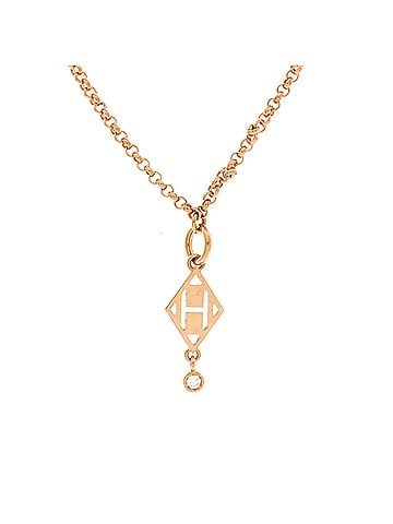 Hermès Gambade H Pendant Necklace 18K Rose Gold with Diamond (view 1)