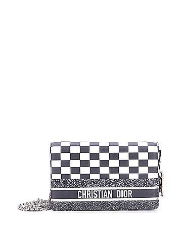 Christian Dior Flap Wallet on Chain Check Print Leather (view 1)
