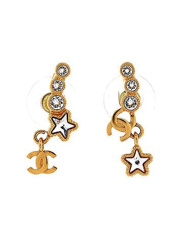 Chanel CC Star Drop Crawler Earrings Metal with Crystals (view 1)