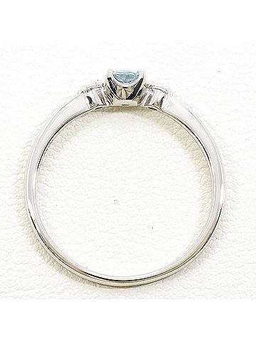 Unbranded PT900 Platinum Ring, 1 piece, Aquamarine 0.218ct, Diamond 0.03ct, Total Weight 2.2g, Like New Condition. (view 2)