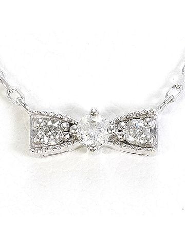 Unbranded K10 10K WG White Gold Necklace with Diamond (no carat marking), Total Weight 0.9g, 41cm, Like New Condition. (view 1)