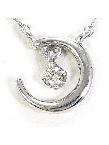 Unbranded K10 10K WG White Gold Necklace with 0.02ct Diamond, Total Weight 1.0g, 40cm, Like New Condition (view 1)