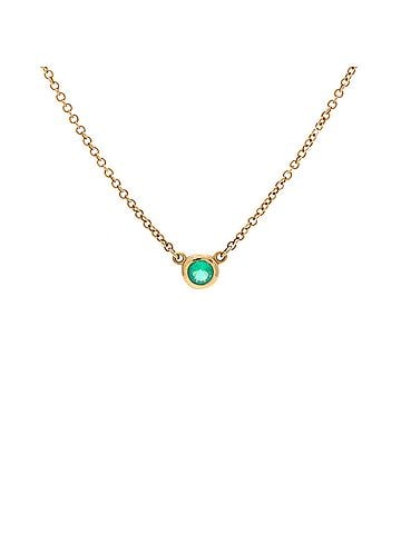 Tiffany & Co. Elsa Peretti Color By The Yard Pendant Necklace 18K Yellow Gold with Emerald .07CT (view 1)