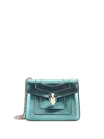 Bvlgari Serpenti Forever Square Shoulder Bag Metallic Leather Small (view 1)