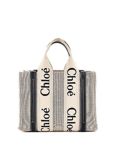Chloé Woody Tote Canvas with Leather Small (view 1)