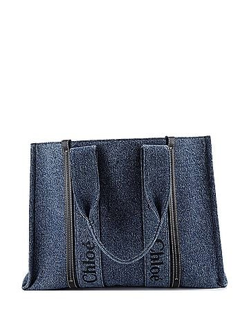 Chloé Woody Tote Canvas with Leather Large (view 1)