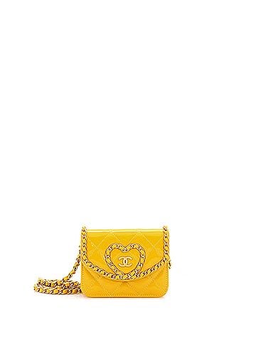 Chanel Heart Chain Flap Bag Quilted Patent Mini (view 1)