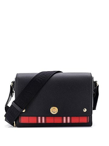 Burberry Note Crossbody Bag Leather with Vintage Check Canvas Medium (view 1)