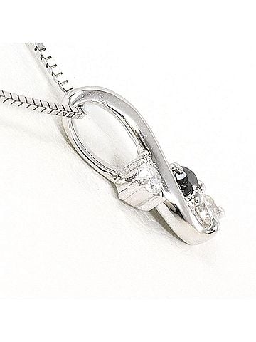 Unbranded K10 10K WG White Gold Necklace with Black Diamond (0.10ct), Total Weight 1.1g, 40cm, Like New Condition (view 2)