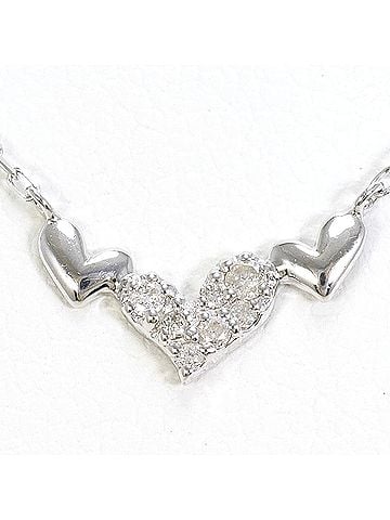 Unbranded K10 10K WG White Gold Necklace with Diamond (no carat marking), Total Weight 0.9g, 41cm, Like New Condition. (view 1)