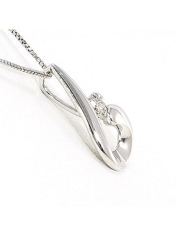 Unbranded K14 14K WG White Gold Necklace with 0.05ct Diamond, Total Weight 0.9g, 40cm, Like New Condition (view 2)