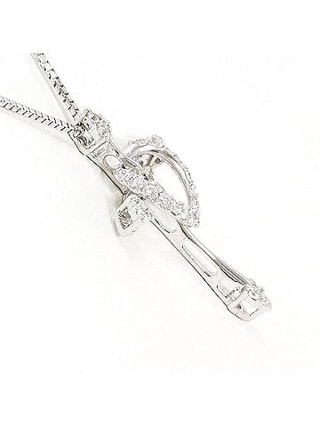 Unbranded K14 14K WG White Gold Necklace with Zirconia, Total Weight 3.5g, 40cm, Like New Condition (view 2)