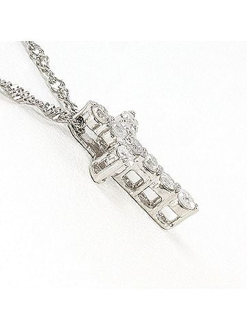 Unbranded PT900 Platinum / PT850 Necklace with 0.30 ct Diamond, Total Weight 2.6g, 40cm, Like New Condition. (view 2)