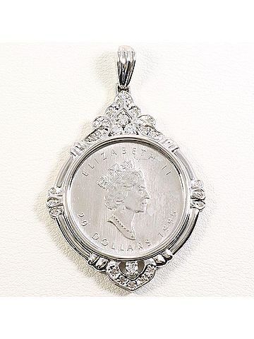 Unbranded Maple Leaf PT1000 Platinum PT900 Pendant Top 1.2 oz (1.2 oz) Coin-shaped Diamond 0.36ct with Certificate of Authenticity, Total Weight 26.0g, Jewelry (view 1)