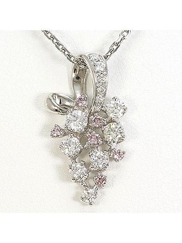 Unbranded PT900 Platinum PT850 Necklace with Pink Diamond 0.11ct and 0.62ct, Certificate of Authenticity, Total Weight 7.9g, 50cm, Like New Condition (view 1)