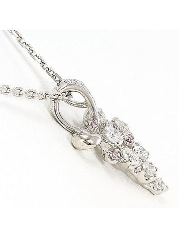 Unbranded PT900 Platinum PT850 Necklace with Pink Diamond 0.11ct and 0.62ct, Certificate of Authenticity, Total Weight 7.9g, 50cm, Like New Condition (view 2)
