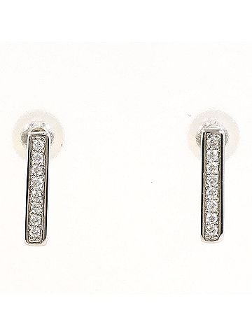 Unbranded PT900 Platinum Earrings with 0.03ct Diamonds, Total Weight 1.5g, Like New Condition. (view 1)