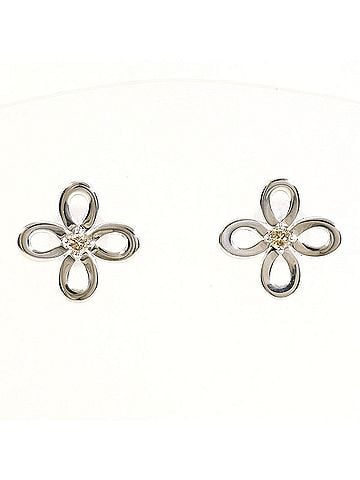 Unbranded K10 10K WG White Gold Earrings with 0.02ct Diamonds, Total Weight 0.6g, Like New Condition. (view 1)