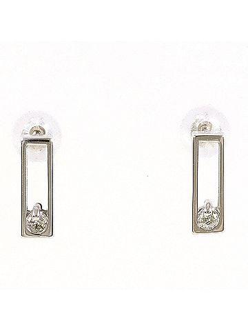 Unbranded K14 14K WG White Gold Earrings with 0.05ct Diamonds, Total Weight 0.8g, Like New Condition. (view 1)
