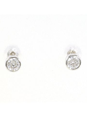 Unbranded K14 14K WG White Gold Earrings with Zirconia, Total Weight 0.7g, Like New Condition (view 1)