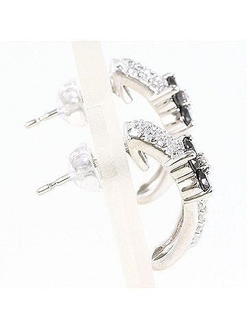 Unbranded K14 14K WG White Gold Earrings with Black Diamond (no carat marking) and marking). Total weight 2.0g. Jewelry in like-new condition. (view 2)