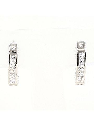 Unbranded K14 14K WG White Gold Earrings with Zirconia, Total Weight 2.8g, Like New Condition (view 1)