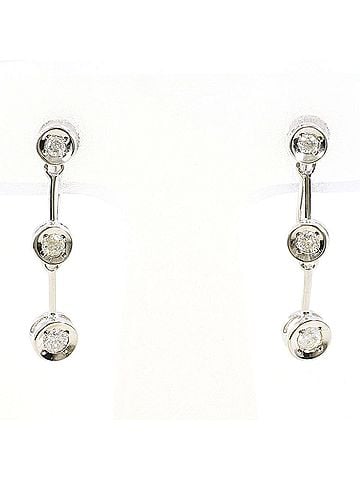 Unbranded K14 14K WG White Gold Earrings with 0.10ct Diamonds, Total Weight 1.6g, Like New Condition. (view 1)