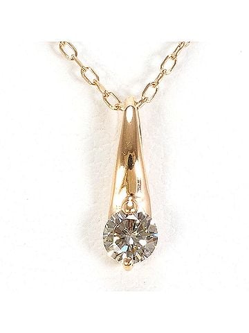 Unbranded K10 10K PG Pink Gold Necklace with 0.08ct Diamond, Total Weight 0.7g, 40cm, Like New Condition (view 1)