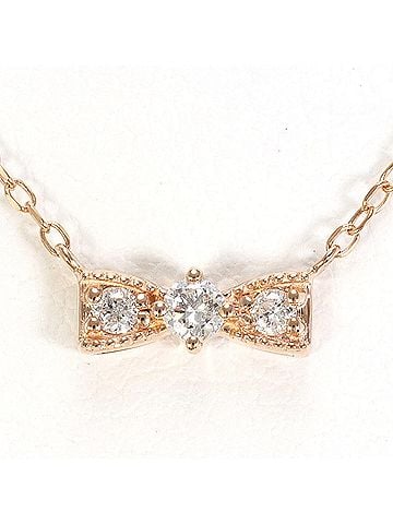 Unbranded K10 10K PG Pink Gold Necklace with Diamond (no carat marking), Total Weight 0.9g, 41cm, Like New Condition. (view 1)