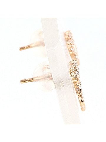 Unbranded K10 10K Pink Gold Earrings with 0.06ct Diamonds, Total Weight 0.5g, Like New Condition. (view 2)