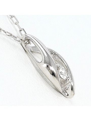 Unbranded K10 10K WG White Gold Necklace with 0.02ct Diamond, Total Weight 0.8g, 40cm, Like New Condition (view 2)