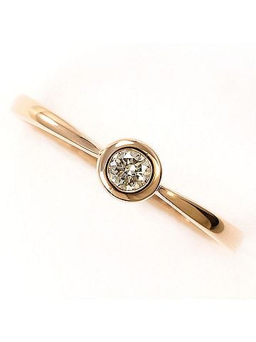 Unbranded K10 10K Pink Gold Ring with 1 Diamond (0.10 ct), Total Weight 0.9g, Like New Condition. (view 1)