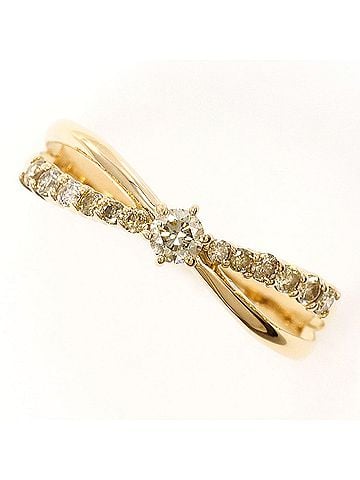 Unbranded K10 10K YG Yellow Gold Ring, 1 Diamond, 0.20ct, Total Weight 1.3g, Like New Condition. (view 1)