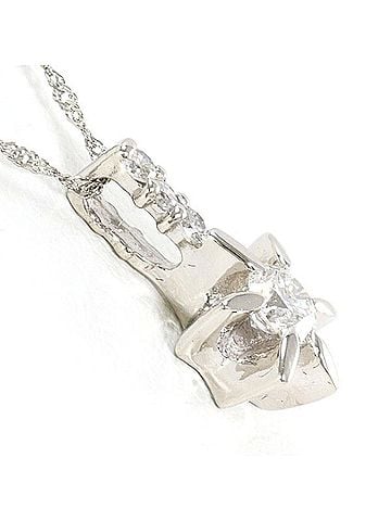 Unbranded PT900 Platinum PT850 Necklace with 0.20ct Diamond (SI2 clarity), Certificate of Authenticity, Total Weight Approx. 1.8g, 42cm, Used/Like New Condition. (view 2)