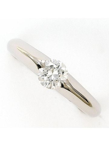Unbranded PT900 Platinum Ring, 1 Diamond (0.421 carat), Certificate of Authenticity, Total Weight Approx. 5.4g, Pre-owned Jewelry, Like New Condition (view 1)