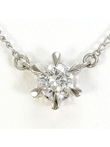 Unbranded PT850 Platinum Necklace with 0.31 Carat Diamond, Certificate of Authenticity, Total Weight Approx. 2.6g, 38cm, Pre-owned Jewelry, Like New Condition (view 1)
