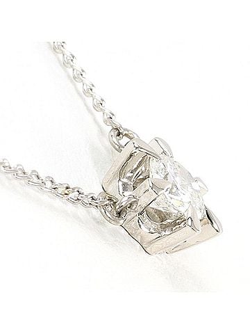 Unbranded PT850 Platinum Necklace with 0.31 Carat Diamond, Certificate of Authenticity, Total Weight Approx. 2.6g, 38cm, Pre-owned Jewelry, Like New Condition (view 2)