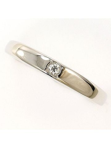 Unbranded PT900 Platinum Ring, 1 Diamond (0.03g), Total Weight Approx. 3.1g, Used Jewelry, Like New Condition (view 1)