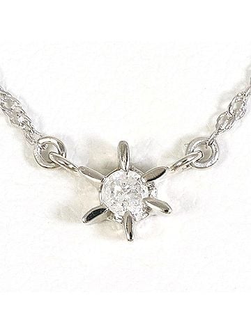 Unbranded PT850 Platinum Necklace with 0.05 Carat Diamond, Total Weight Approx. 1.3g, 40cm, Jewelry, Used, Like New Condition (view 1)