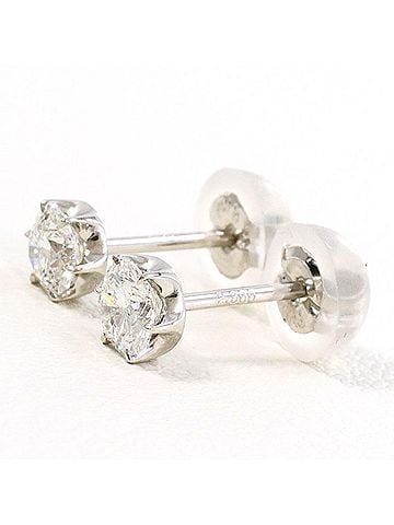 Unbranded PT900 Platinum Earrings with Diamonds (0.22 and 0.20 carats), Total Weight Approx. 0.7g, Pre-owned/Like New Condition. (view 1)