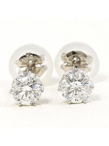 Unbranded PT900 Platinum Earrings with Diamonds (0.22 and 0.20 carats), Total Weight Approx. 0.7g, Pre-owned/Like New Condition. (view 2)