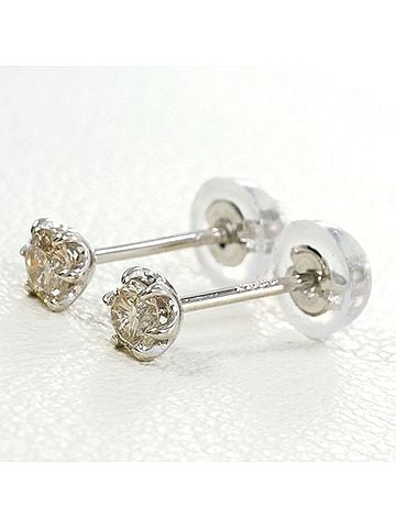 Unbranded PT900 Platinum Earrings with 0.10ct Diamonds x 2, Total Weight Approx. 0.4g, Used Jewelry, Like New Condition (view 1)