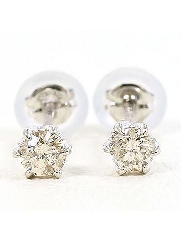 Unbranded PT900 Platinum Earrings with 0.10ct Diamonds x 2, Total Weight Approx. 0.4g, Used Jewelry, Like New Condition (view 2)