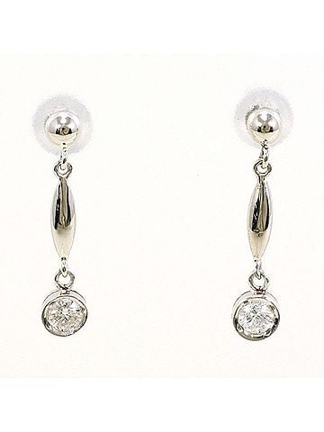 Unbranded PT900 Platinum Earrings with 0.08g Diamonds x 2, Total Weight Approx. 1.0g, Used Jewelry, Like New Condition (view 1)
