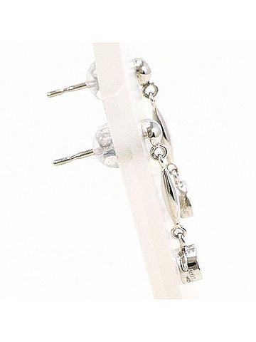 Unbranded PT900 Platinum Earrings with 0.08g Diamonds x 2, Total Weight Approx. 1.0g, Used Jewelry, Like New Condition (view 2)