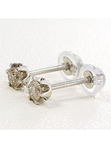Unbranded Platinum Diamond Earrings, Total Weight Approx. 0.7g, Used Jewelry, Like New Condition (view 1)