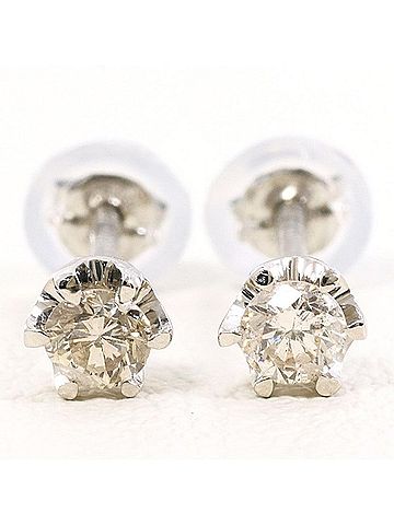 Unbranded Platinum Diamond Earrings, Total Weight Approx. 0.7g, Used Jewelry, Like New Condition (view 2)