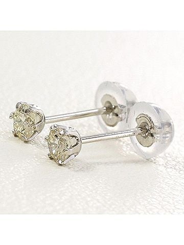 Unbranded PT900 Platinum Earrings with 0.1g Diamonds (x2), Total Weight Approx. 0.3g, Used/Like New Condition. (view 1)
