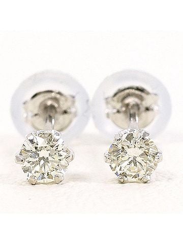 Unbranded PT900 Platinum Earrings with 0.1g Diamonds (x2), Total Weight Approx. 0.3g, Used/Like New Condition. (view 2)